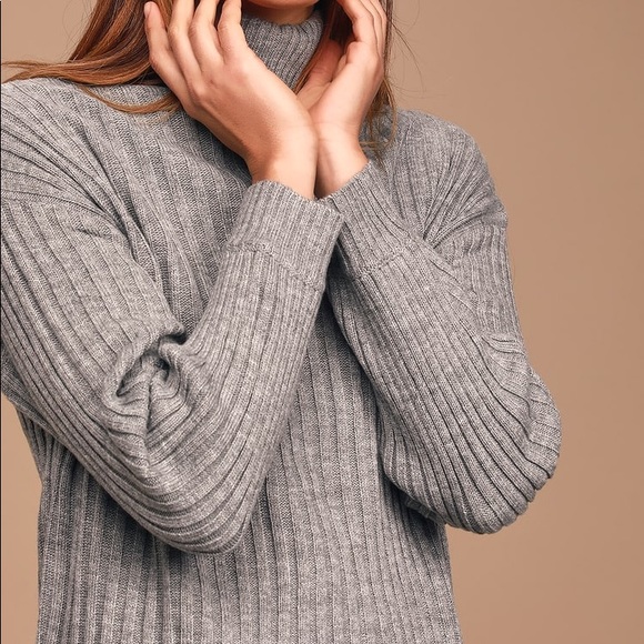 Lulus Grey Ribbed Sweater Dress Size Small - Picture 3 of 8